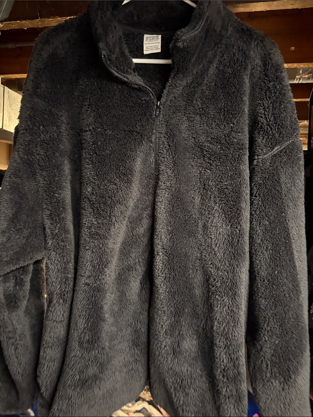 PINK Victoria's Secret Black Plush Teddy Jacket like new